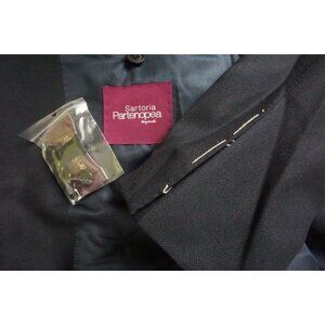 Sartoria Partenopea Navy Blue Woven 110s Wool 2Pc Suit Jacket Pant 46R BRAND NEW